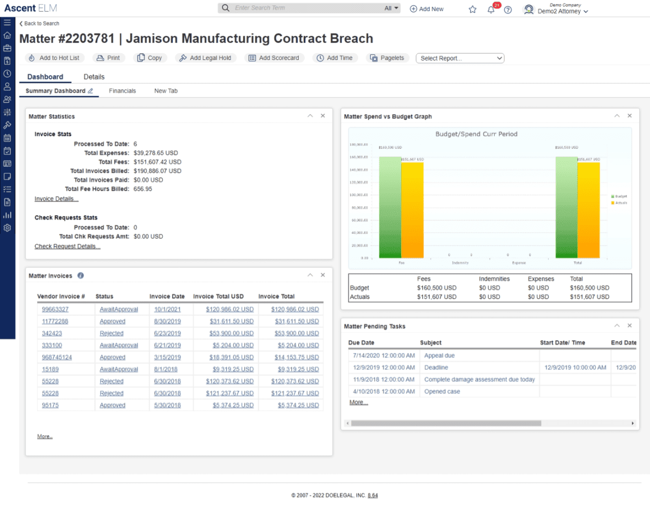 legal software features - Matter Management Capabilities